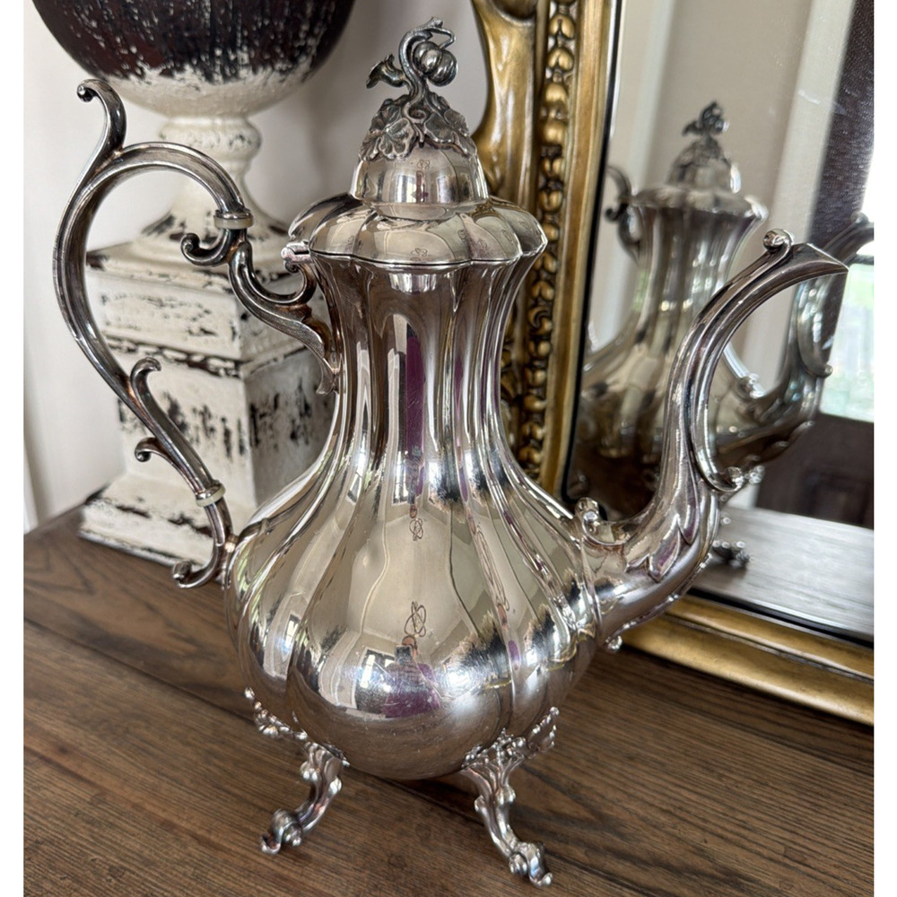 Reed & Barton Winthrop #1795 Silverplate Coffee Tea Pot Pumpkin Vintage